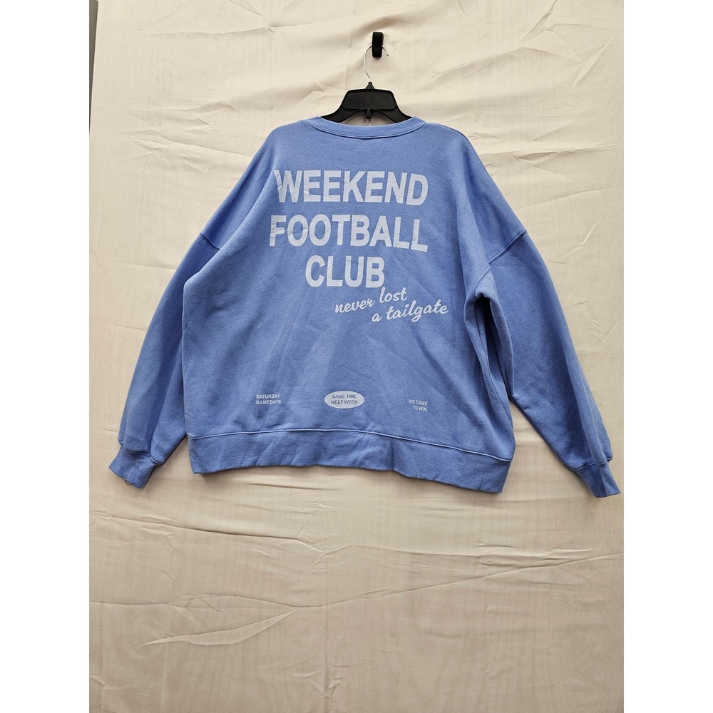 Wild Fable Weekend Football Club Oversized Sweatshirt Blue Large NWT 331114738 - Picture 2 of 7